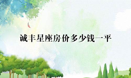 诚丰星座房价多少钱一平