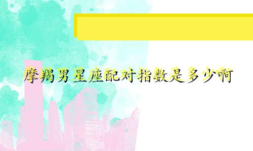 摩羯男星座配对指数是多少啊