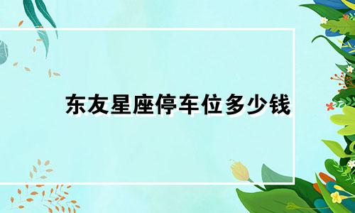 东友星座停车位多少钱