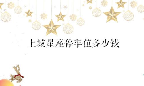 上城星座停车位多少钱