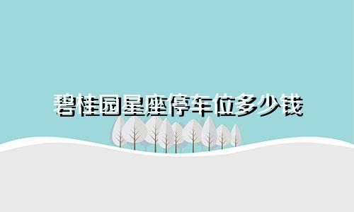 碧桂园星座停车位多少钱