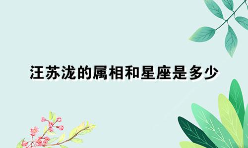 汪苏泷的属相和星座是多少