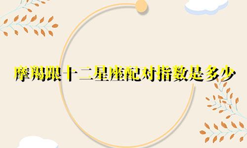 摩羯跟十二星座配对指数是多少