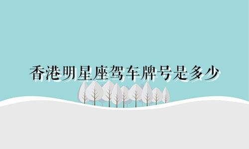 香港明星座驾车牌号是多少