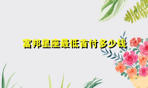 富邦星座最低首付多少钱