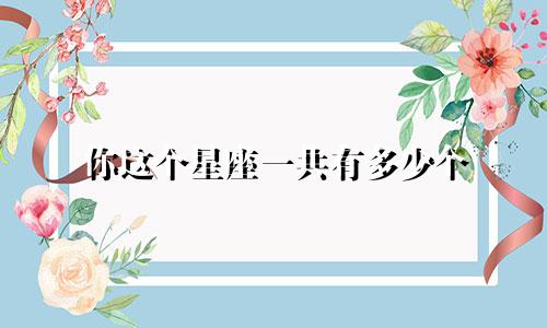 你这个星座一共有多少个