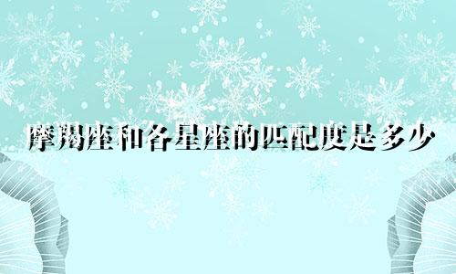 摩羯座和各星座的匹配度是多少