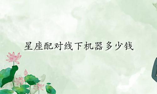 星座配对线下机器多少钱