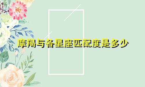 摩羯与各星座匹配度是多少