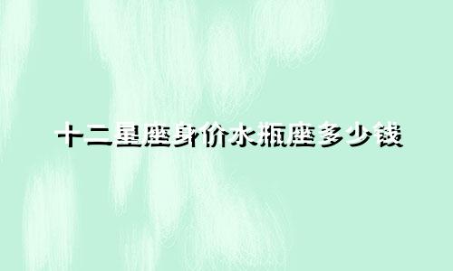 十二星座身价水瓶座多少钱