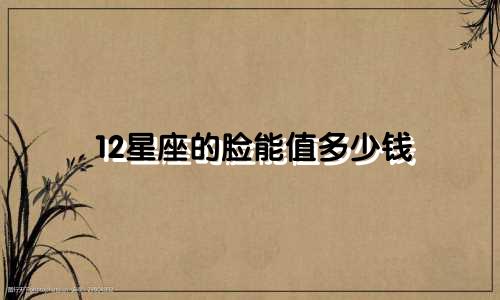 12星座的脸能值多少钱