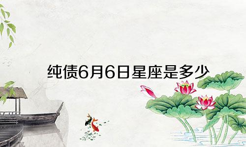 纯债6月6日星座是多少