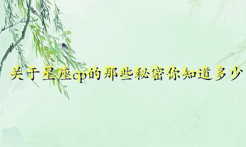 关于星座cp的那些秘密你知道多少
