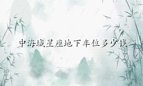 中海城星座地下车位多少钱