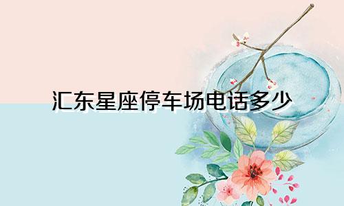 汇东星座停车场电话多少