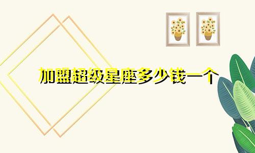 加盟超级星座多少钱一个