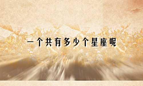 一个共有多少个星座呢