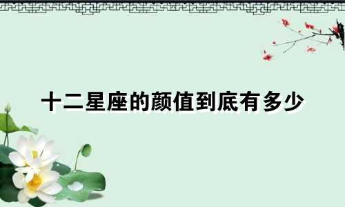 十二星座的颜值到底有多少