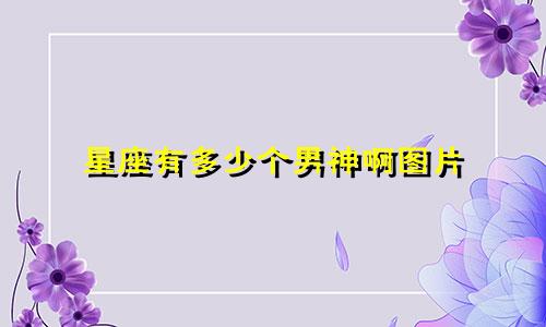 星座有多少个男神啊图片