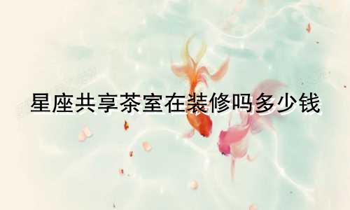 星座共享茶室在装修吗多少钱