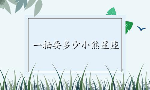 一抽要多少小熊星座