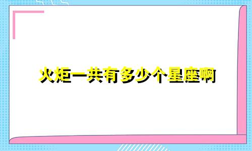 火炬一共有多少个星座啊