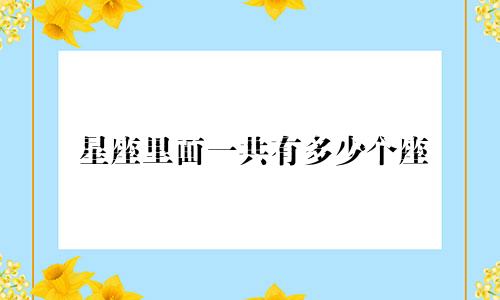 星座里面一共有多少个座