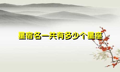 星宿名一共有多少个星座
