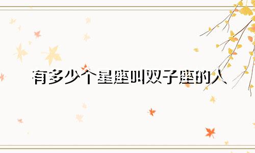 有多少个星座叫双子座的人