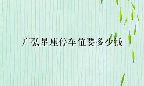 广弘星座停车位要多少钱