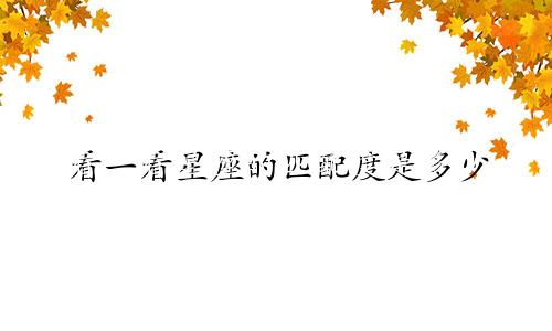 看一看星座的匹配度是多少