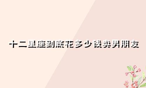 十二星座到底花多少钱卖男朋友