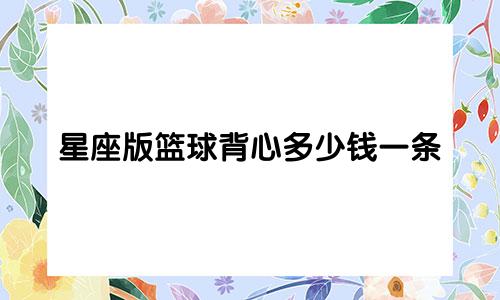 星座版篮球背心多少钱一条