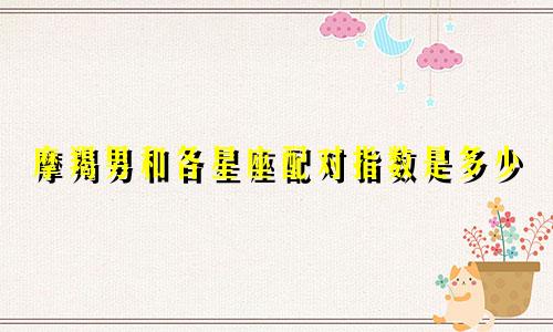 摩羯男和各星座配对指数是多少