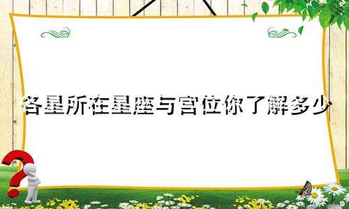 各星所在星座与宫位你了解多少