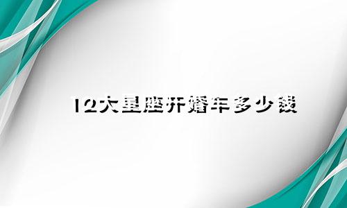 12大星座开婚车多少钱