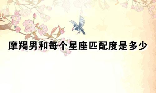 摩羯男和每个星座匹配度是多少