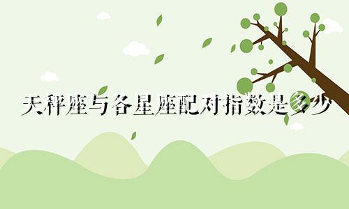 天秤座与各星座配对指数是多少