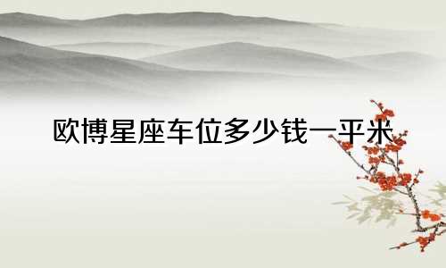 欧博星座车位多少钱一平米