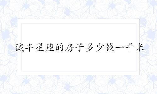诚丰星座的房子多少钱一平米