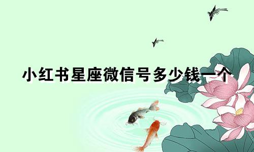 小红书星座微信号多少钱一个
