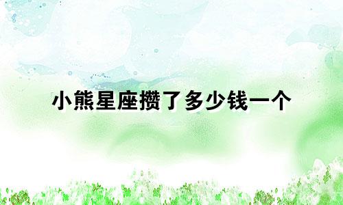 小熊星座攒了多少钱一个
