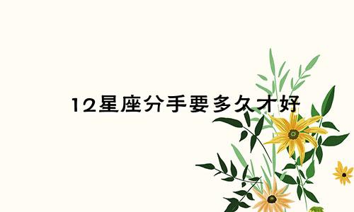 12星座分手要多久才好