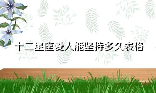 十二星座爱人能坚持多久表格