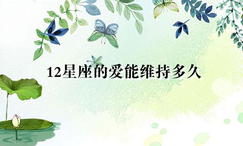 12星座的爱能维持多久