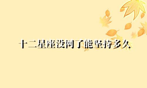 十二星座没网了能坚持多久