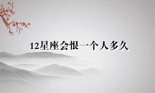 12星座会恨一个人多久