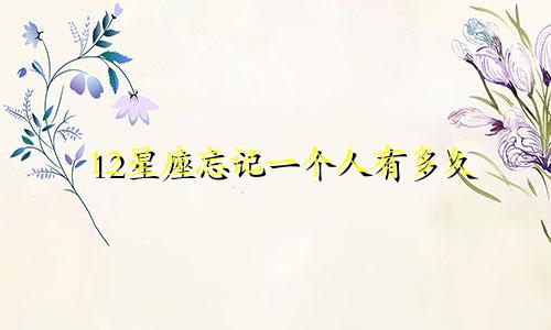 12星座忘记一个人有多久