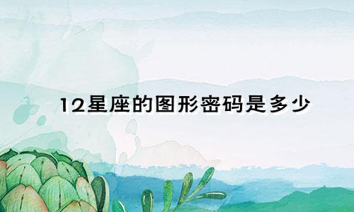 12星座的图形密码是多少