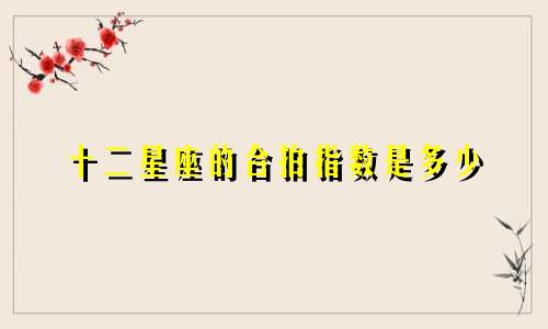 十二星座的合拍指数是多少